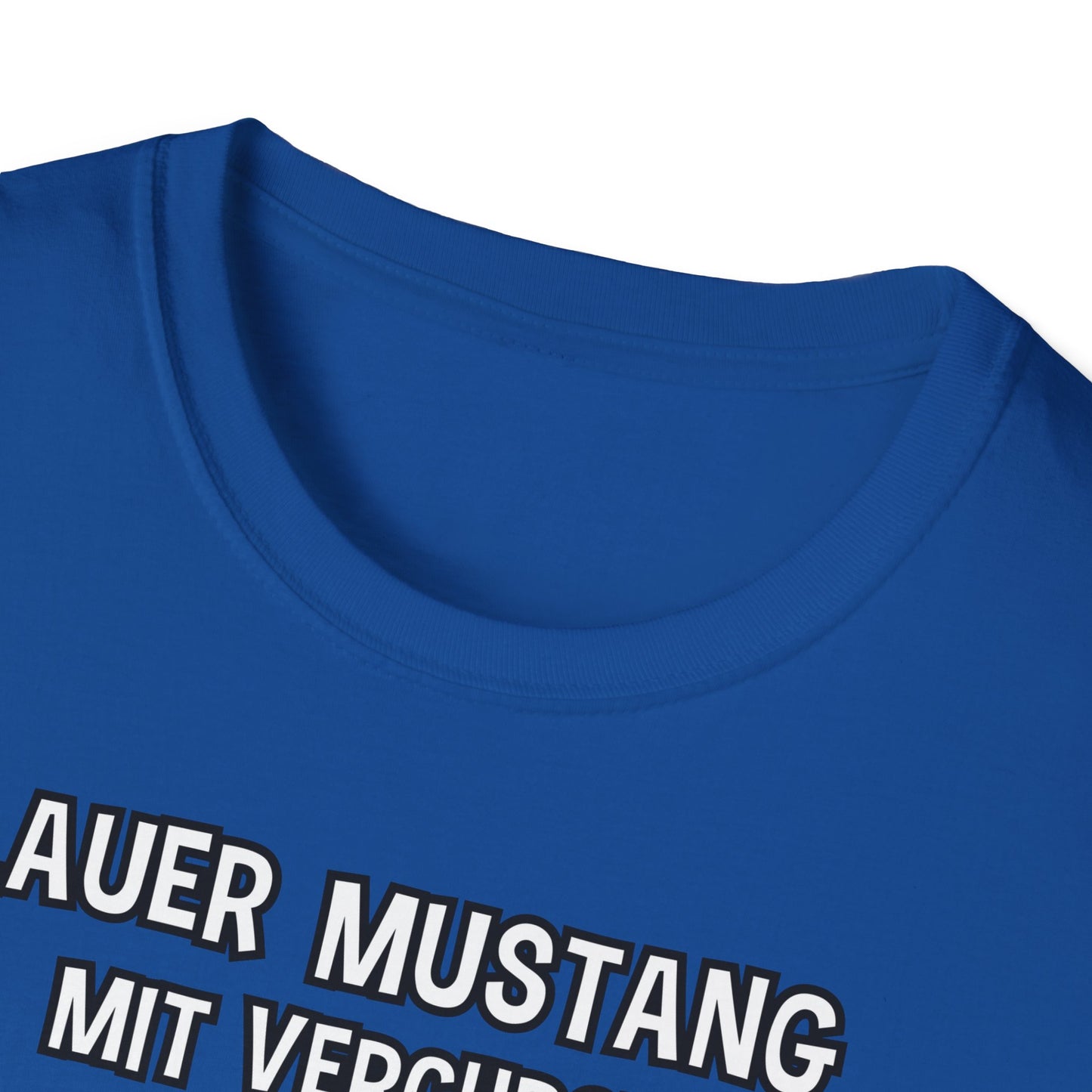 T-Shirt Blauer Mustang mit verchromtem Grill und fetten Schlappen