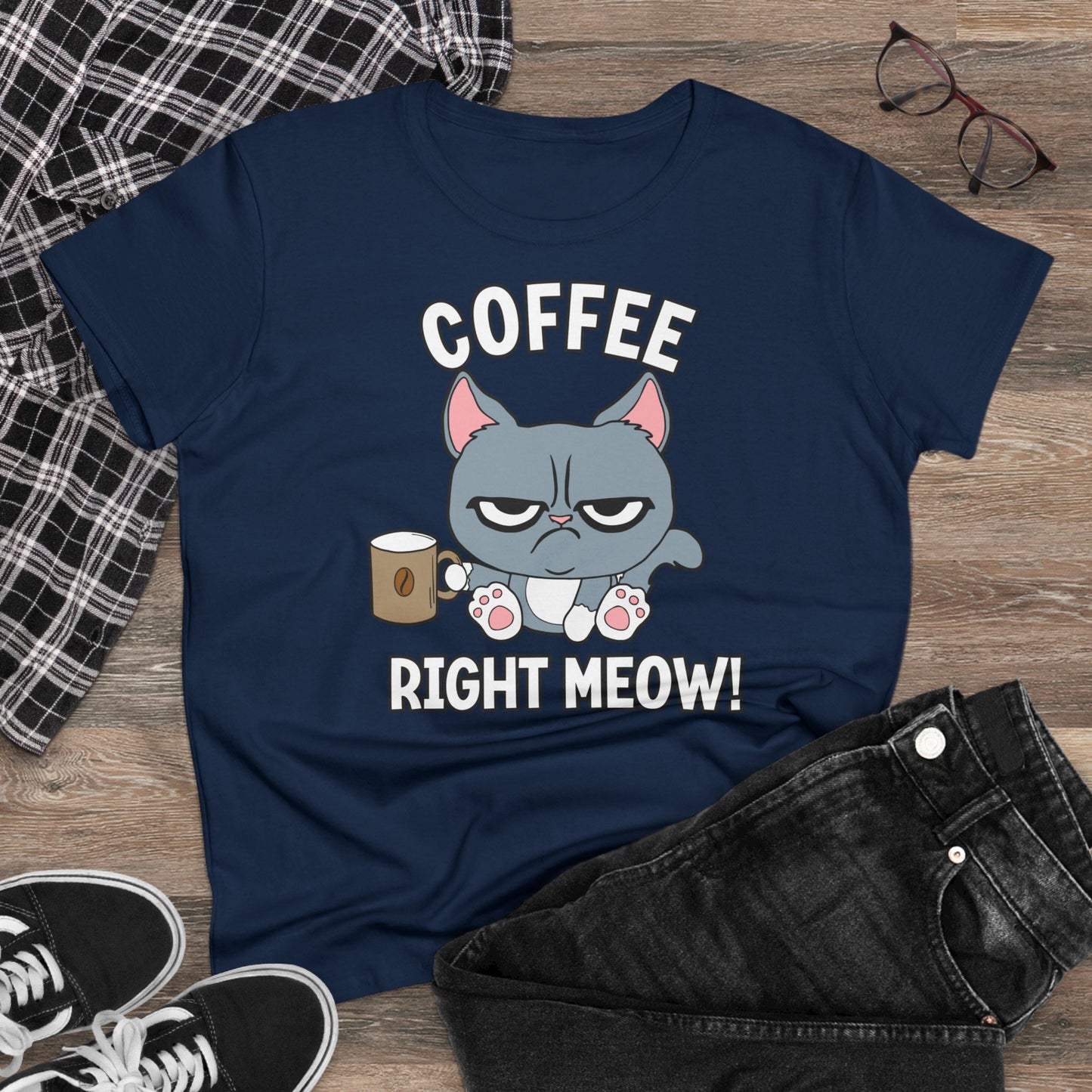Damen T-Shirt Coffee right meow