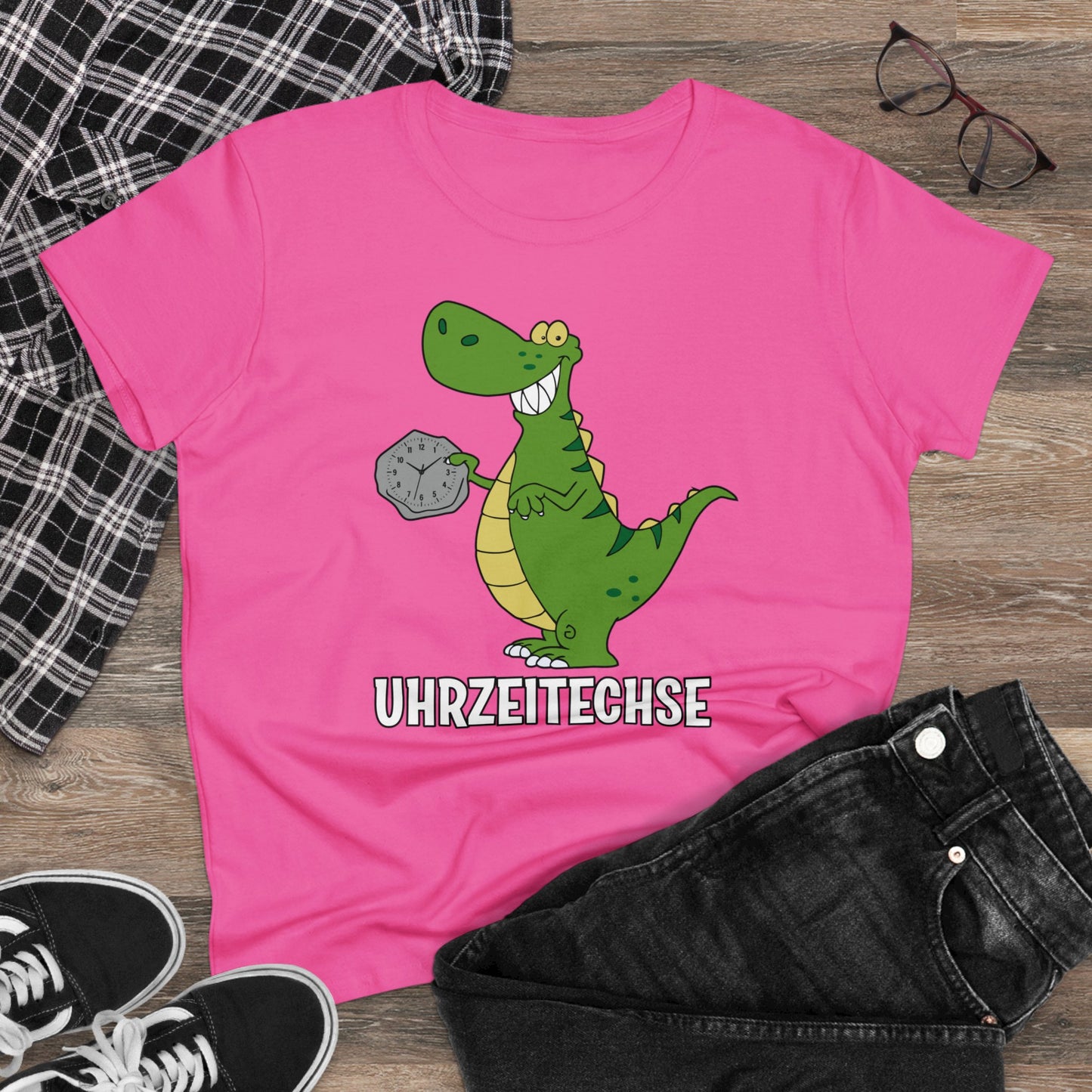 Damen T-Shirt Uhrzeitechse