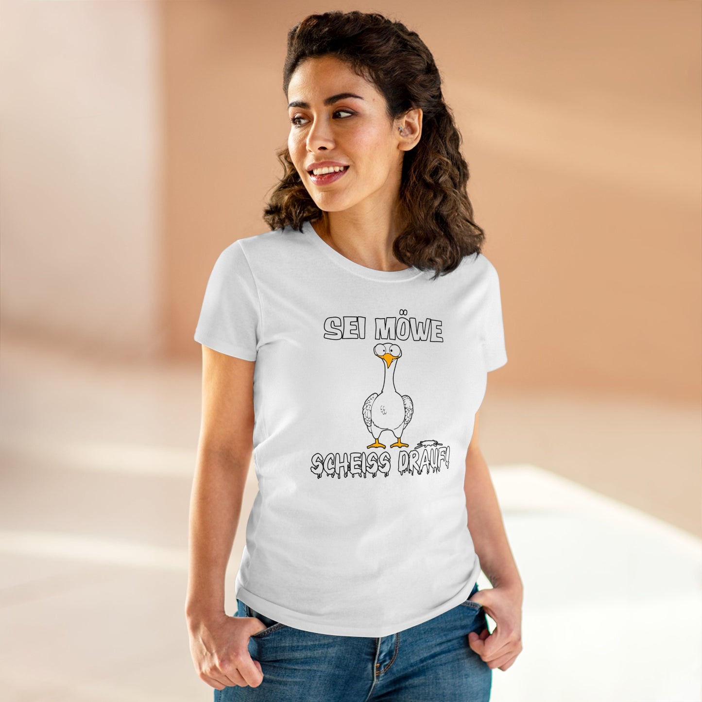 Damen T-Shirt Sei Möwe scheiss drauf