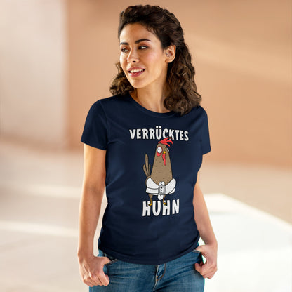Damen T-Shirt Verrücktes Huhn