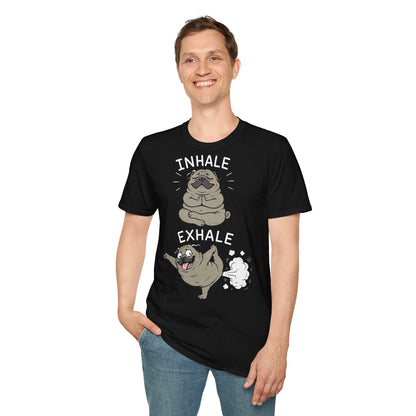 T-Shirt (bis 5XL) Inhale Exhale Yoga Mops