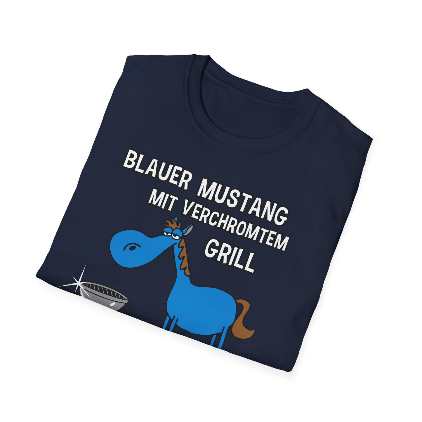 T-Shirt Blauer Mustang mit verchromtem Grill und fetten Schlappen