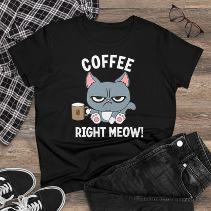 Damen T-Shirt Coffee right meow