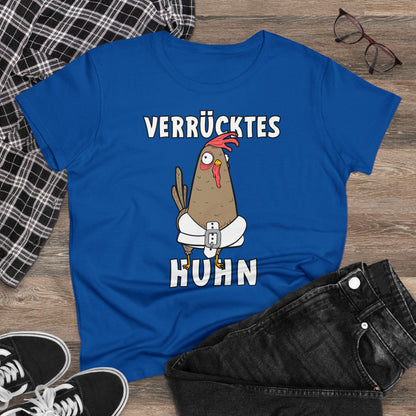 Damen T-Shirt Verrücktes Huhn