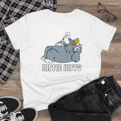 Damen T-Shirt Hippie Hippo