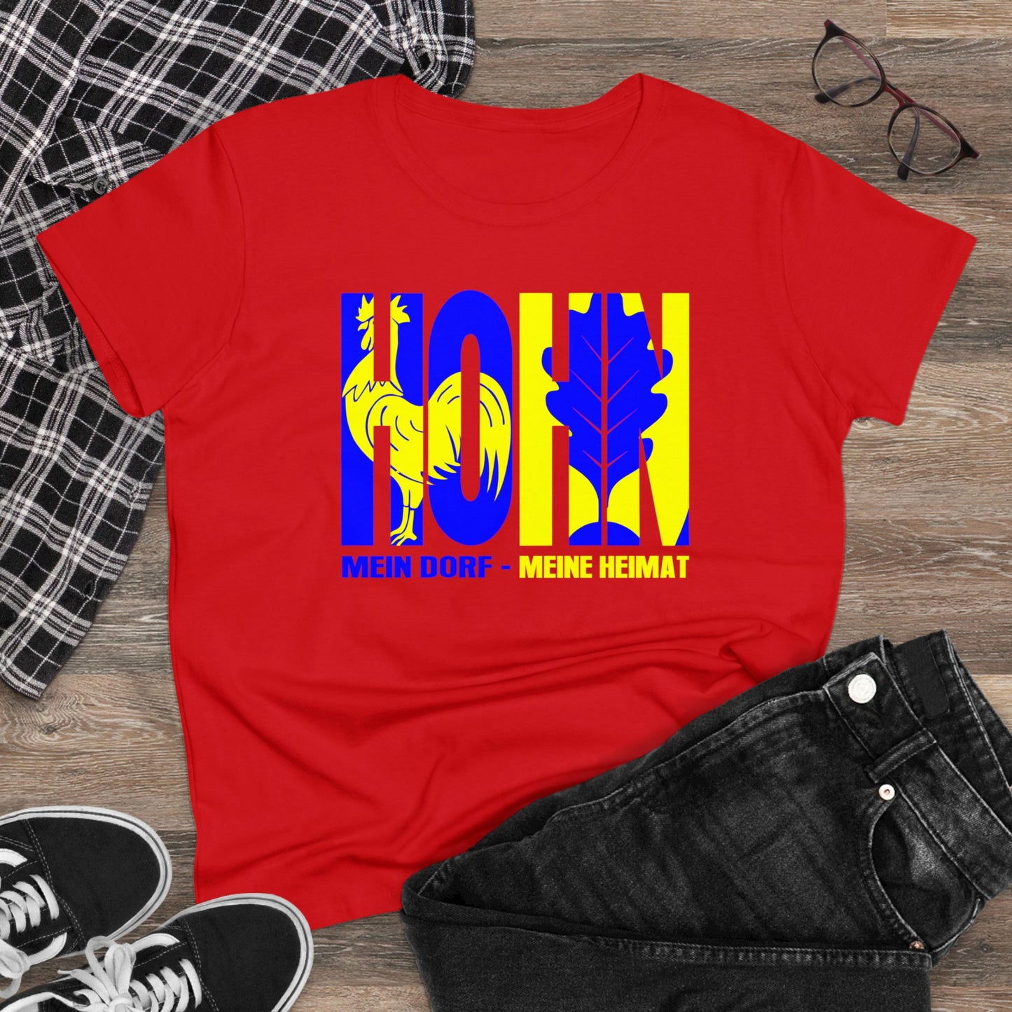 Damen T-Shirt Hohn Mein Dorf - Meine Heimat