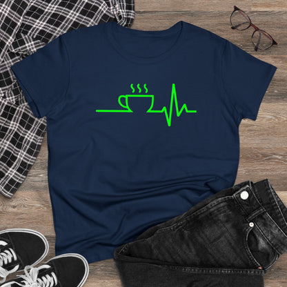 Damen T-Shirt Kaffee EKG