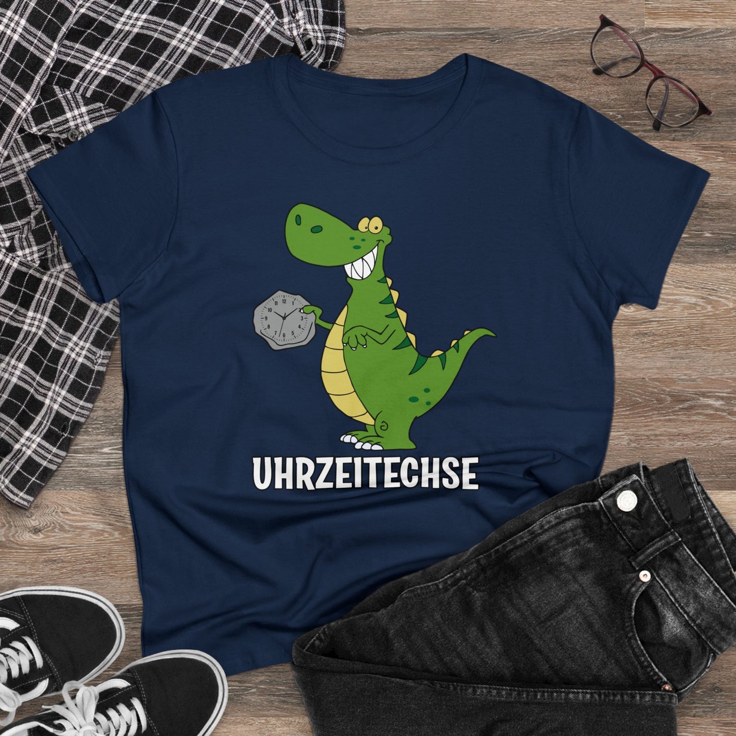 Damen T-Shirt Uhrzeitechse