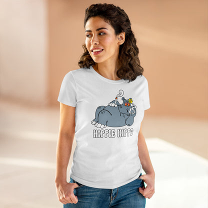 Damen T-Shirt Hippie Hippo