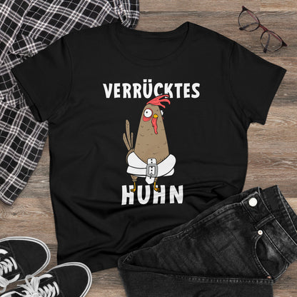 Damen T-Shirt Verrücktes Huhn