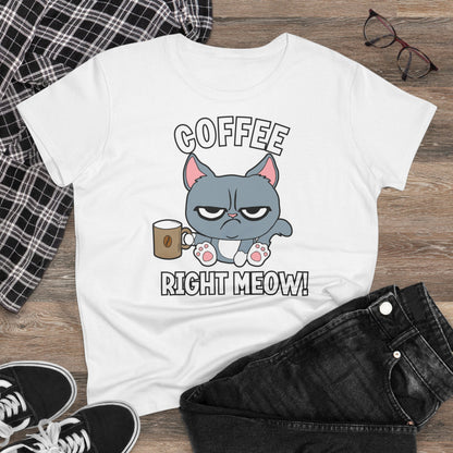 Damen T-Shirt Coffee right meow