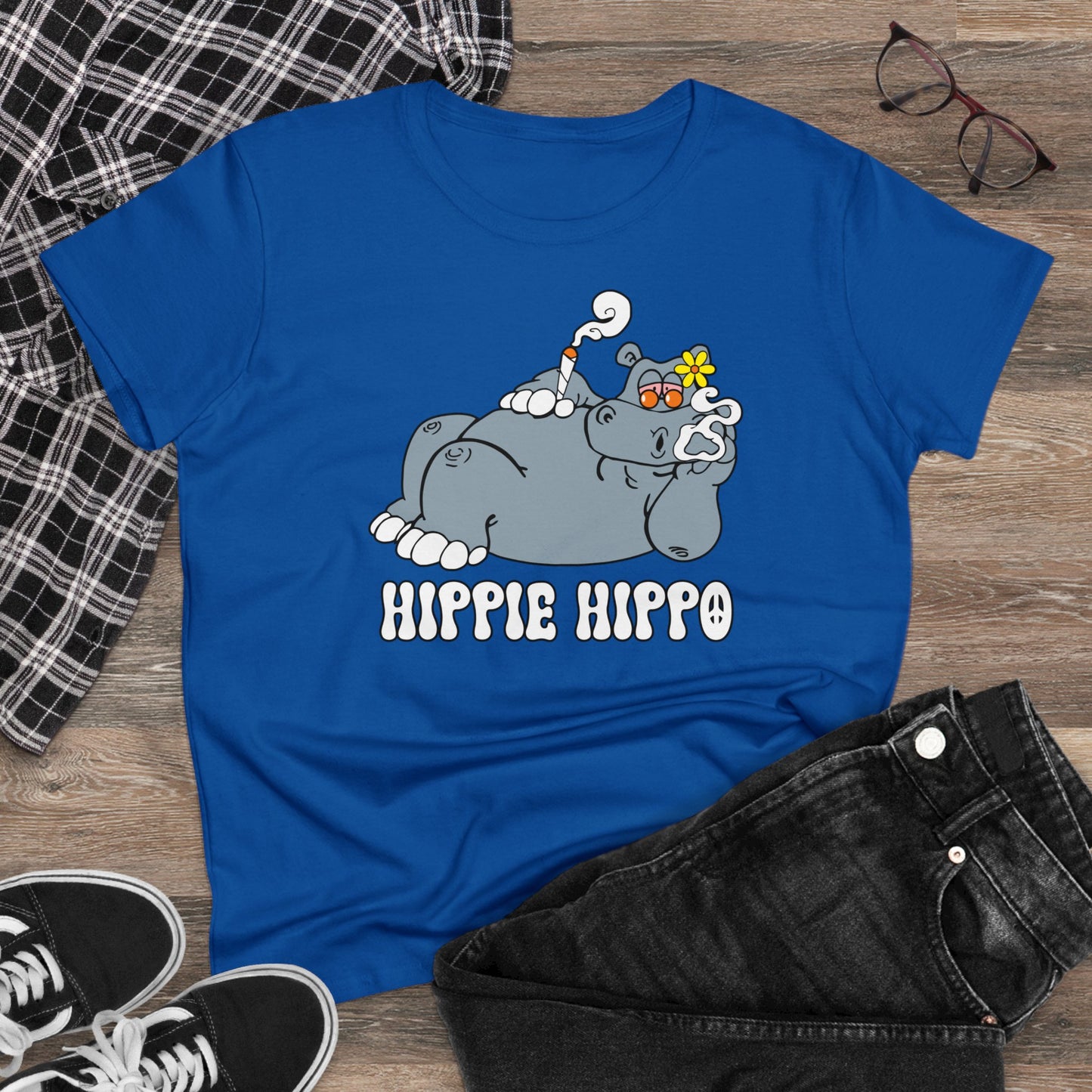 Damen T-Shirt Hippie Hippo