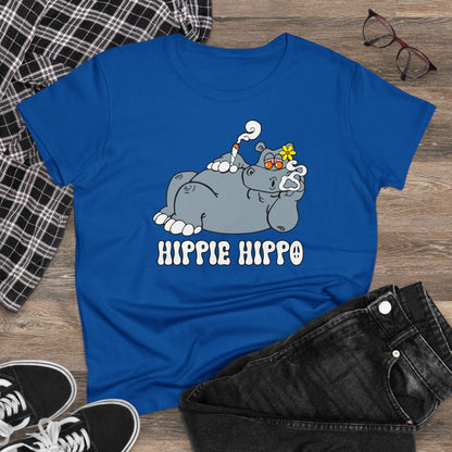 Damen T-Shirt Hippie Hippo
