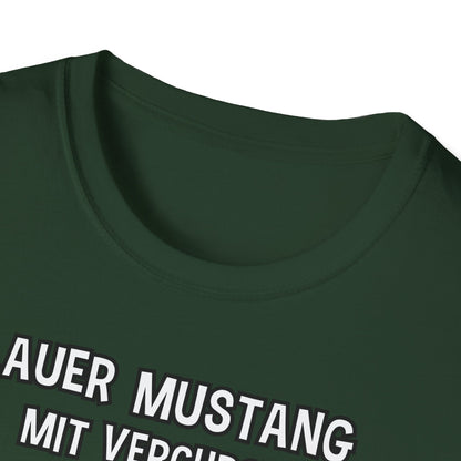 T-Shirt Blauer Mustang mit verchromtem Grill und fetten Schlappen