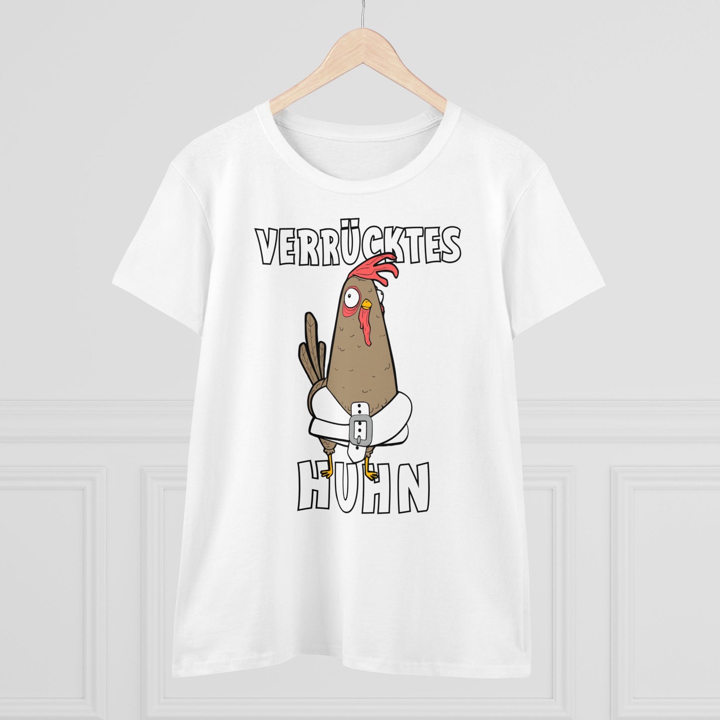 Damen T-Shirt Verrücktes Huhn