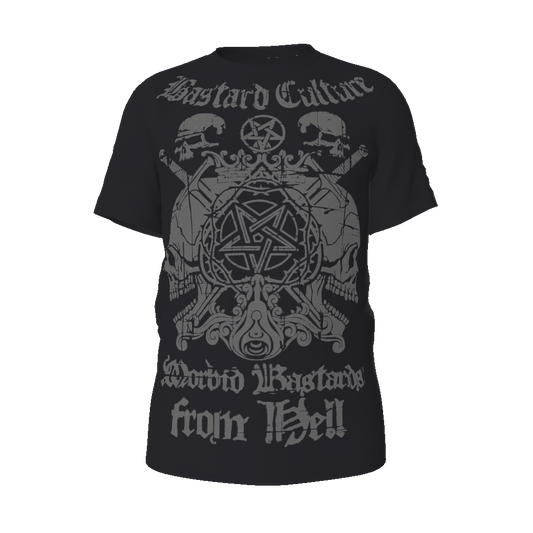 Allover T-Shirt ,All Over T-Shirt,Allover Shirt,Bastard Culture,Warpath,Heavy Metal,Black Metal,Thrash Metal,dark,dunkel,Gothic,dunkle Seele,dark soul,Biker,Metalhead,negative,depressive,without colour,black,morbid,unholy,skull,reaper,Grim Reaper,Death,Dead,Devil,Hell,Hölle,Satan,T-Shirt,schwarz,dunkelschwarz,unbunt,farblos,allergic to colours,Evil,böse,MOQ1,Delivery days 5